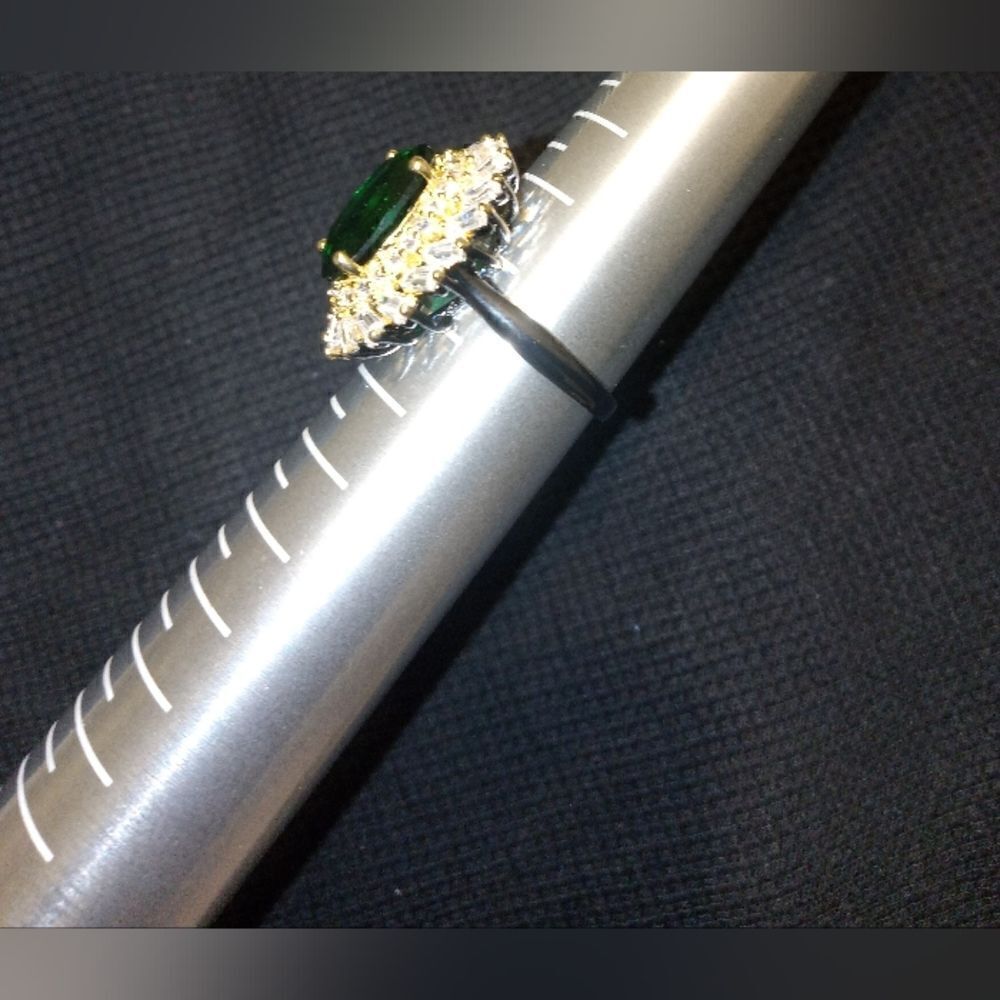 Simulated Green Diamond, Simulated Diamond Ring in Dualtone (Size 7.75) 2.50 ctw
